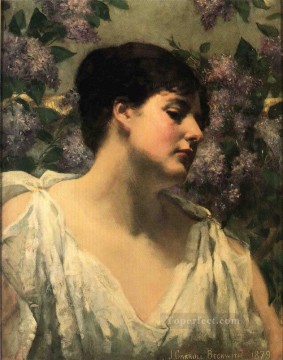  James Canvas - Under the Lilacs impressionist James Carroll Beckwith